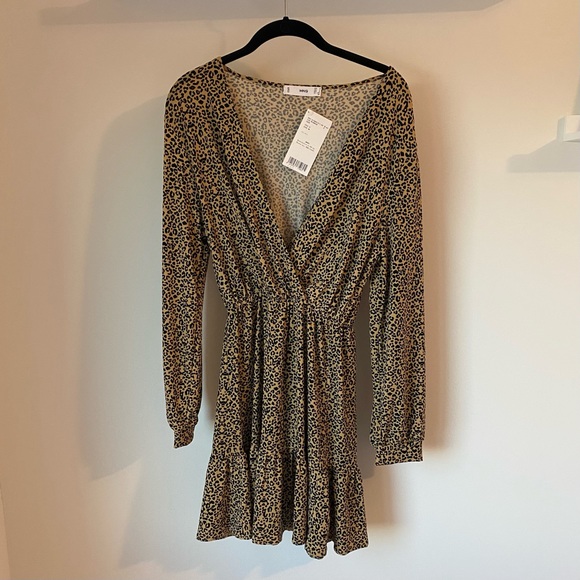Mango Fluted Leopard Hem Dress - Picture 2 of 5